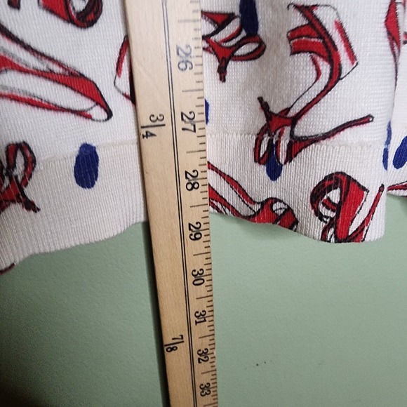 Mesh + Lace‎ Sweater XL Ivory Red Blue Studded Pullover 3/4 Sleeve Shoes Heels - Picture 7 of 7